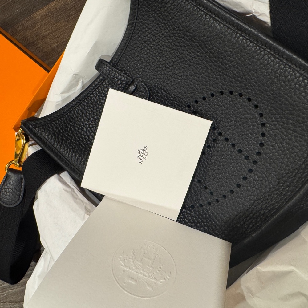 Hermes Black Leather Messenger Bag